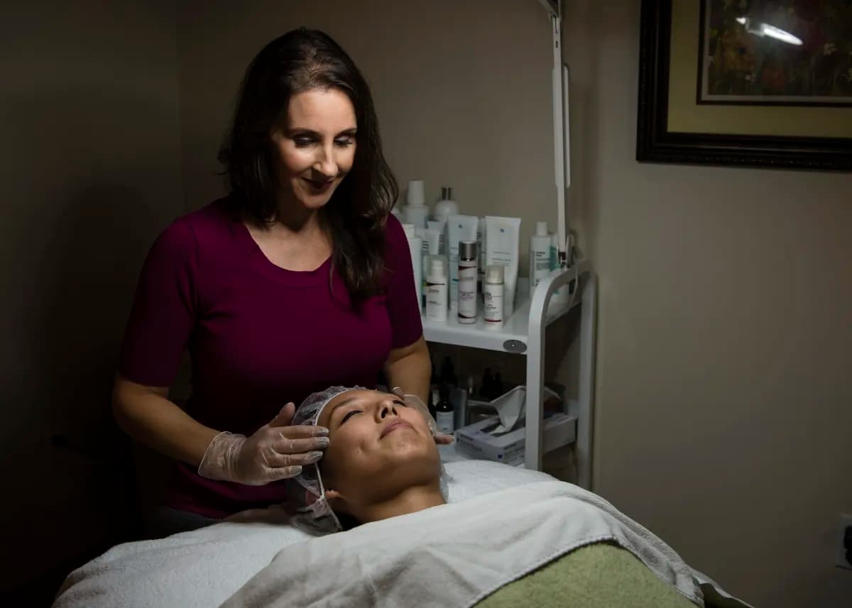 Aesthetician facial treatment at Dermatology and Skin Care Associates